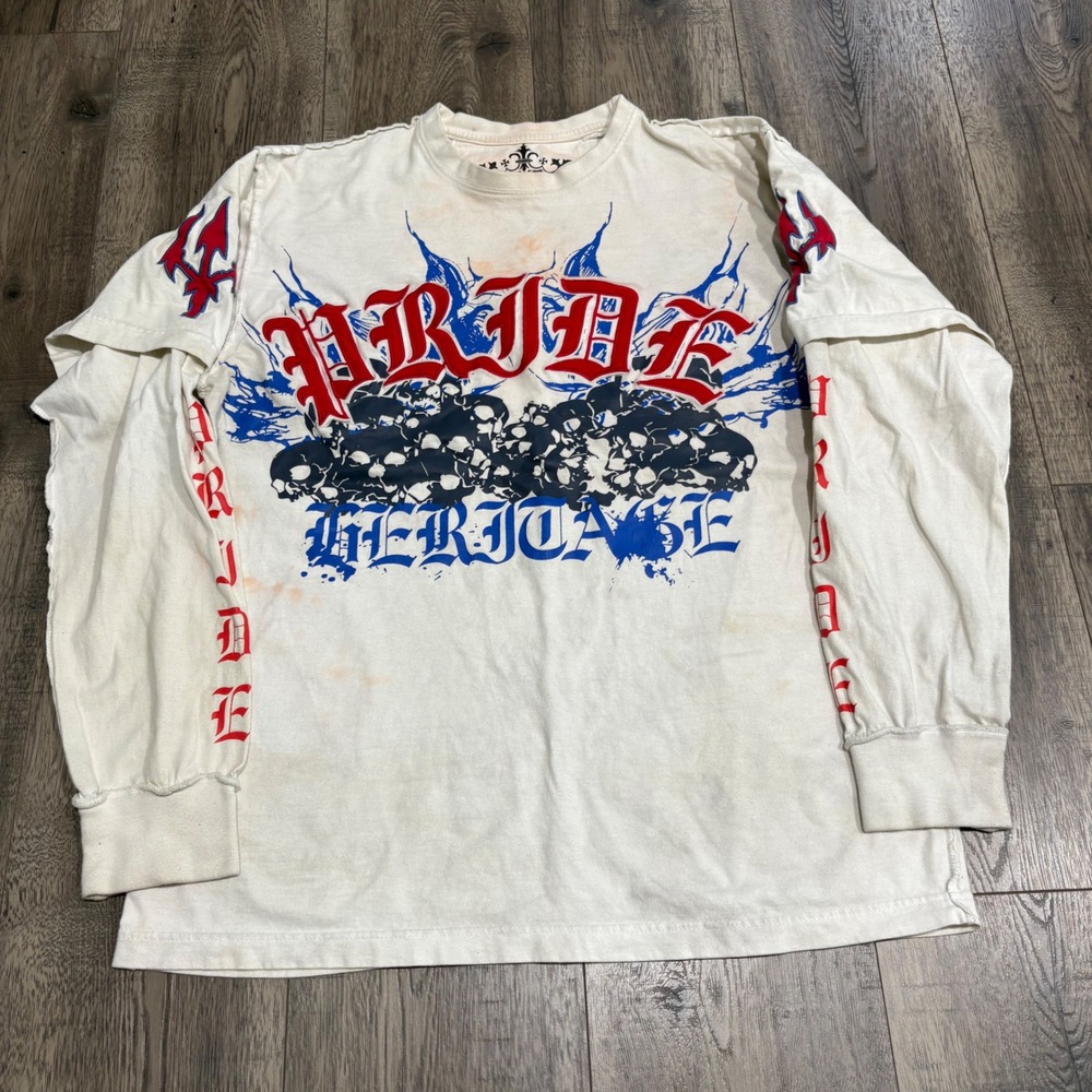 Blac Label Long Sleeve Shirt Mens XL White Pride Heritage Y2K Graphic Tee